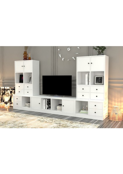 Kapakli Çekmeceli Tv Ünitesi Beyaz 260 cm TVT-1193-Ç fiyatları
