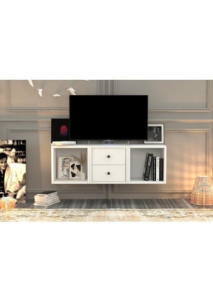 Çekmeceli Duvar Tv Ünitesi Beyaz TVT-1206-Ç