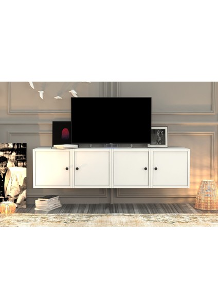 Kapakli Duvar Tv Ünitesi Beyaz TVT-1208-Ç