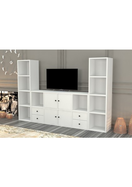 Rafli Çekmeceli Tv Ünitesi Beyaz 197 cm TVT-1099-Ç fiyatları