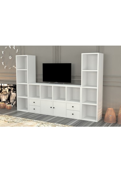 Rafli Çekmeceli Tv Ünitesi Beyaz 197 cm TVT-1100-Ç fiyatları