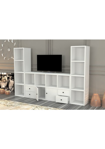 Rafli Çekmeceli Tv Ünitesi Beyaz 197 cm TVT-1100-Ç modelleri