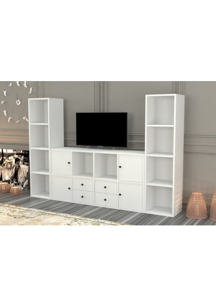 Rafli Çekmeceli Tv Ünitesi Beyaz 197 cm TVT-1102-Ç fiyatları