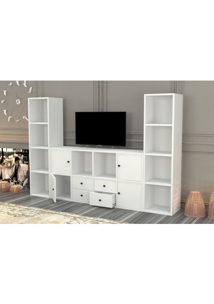 Rafli Çekmeceli Tv Ünitesi Beyaz 197 cm TVT-1102-Ç modelleri