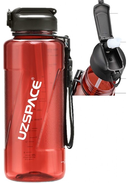 1,5 Litre (1500 Ml) Kırmızı Büyük Boy Spor ve Günlük Matara / Suluk - Silion Pipet Ağızlık