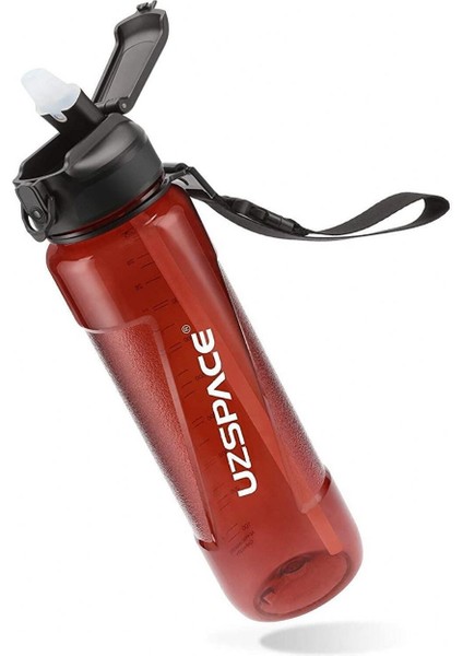 850 ml Silikon Pipet Ağızlıklı Kırmızı Tritan Matara/suluk - Çift Kademe Kapak