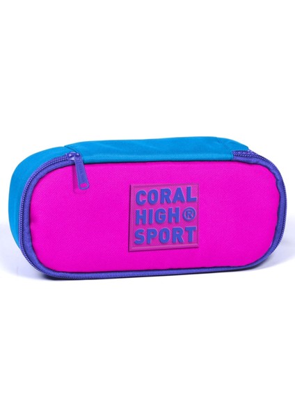 Sport Pembe Mavi Iç Bölmeli Oval Kalem Çantası
