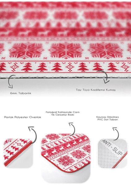 Mery Christmas Temalı Özel Tasarım 2'li Kaymaz Tabanlı Banyo & Mutfak Paspas Takımı fırsatları