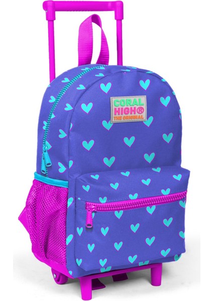 Kalp Baskılı Anaokul Çekçek Çantası - Kız Çocuk