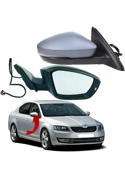Skoda Octavia Sağ Ayna Komple 6 Pin 2013-2017 5E1857508N