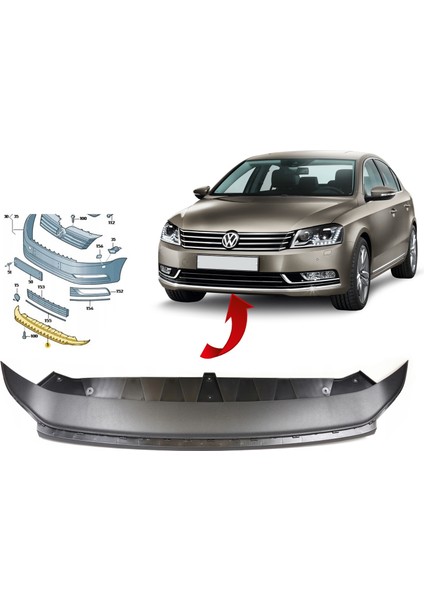 Vw Passat B7 Ön Tampon Alt Spoyler 2011 Sonrası 3AA805903