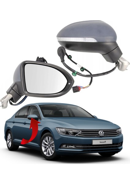 Vw Passat Sağ Ayna Komple 8 Pin 2015-2020 3G1857508DB