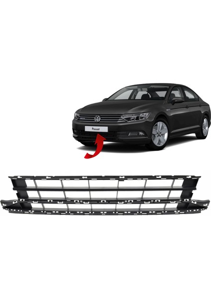 Vw Passat B8 Orta Izgara Siyah 2015-2019 3G0853671D