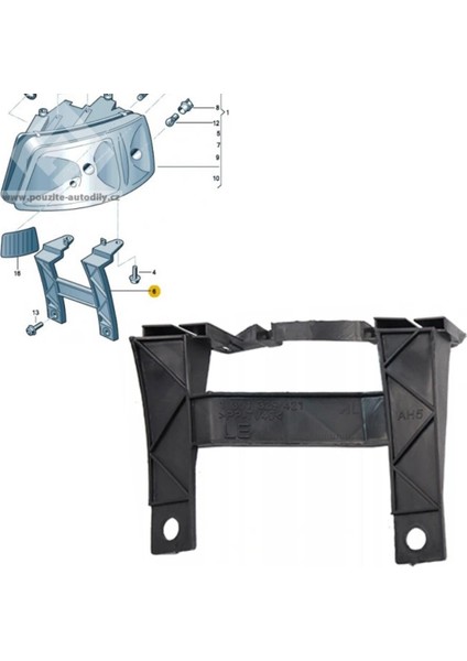 Vw T5 Sol Far Baglantı Braketi 2003-2010 7H0941405A