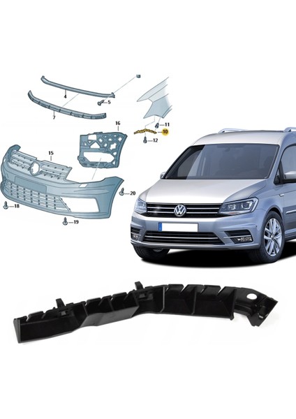 Vw Caddy Sol Ön Tampon Braketi 2015 Sonrası 2K5807183A