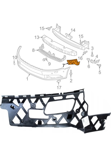 Vw cc Sol Ön Tampon Braketi 2012-2017 3C8807177