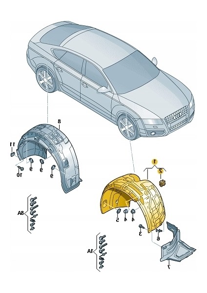 Audi A7 Sağ Çamurluk Davlumbazı 2011-2018 4G8821172D