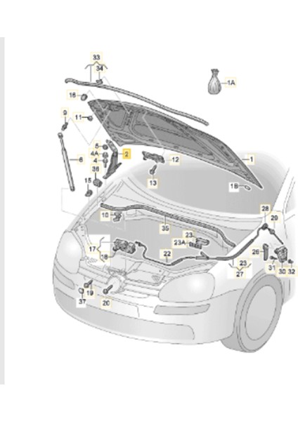 Vw Golf 6 Sol Motor Kaput Menteşesi 2009-2013 5K0823301A