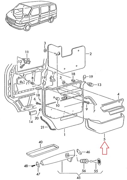 Volkswagen T4 1996-2003 Sol Kapı Cebi 701867131