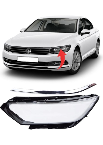 Passat B8 Highline Sol Far Camı ve Üst Kromu Birlikte 2015 Sonrası