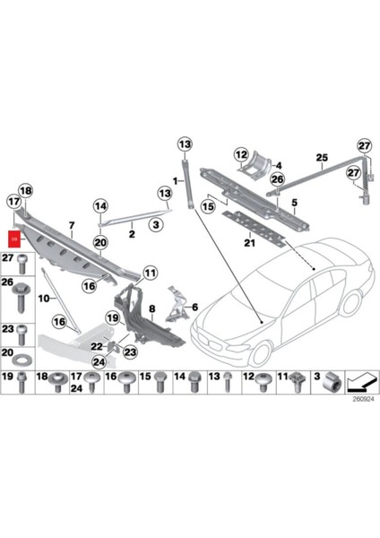 Bmw 5 Serisi F10 2010-2016 Ön Panel Üst Sacı 51647200689