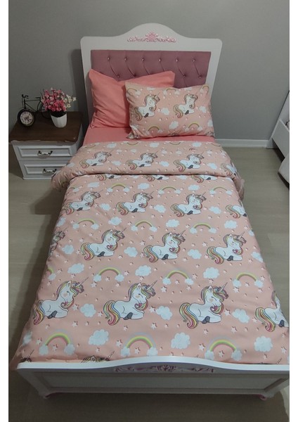 Çeyiz Unicorn Lastikli Çarşaflı Tek Kişilik Nevresim Takımı