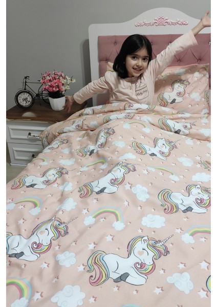 Çeyiz Unicorn Lastikli Çarşaflı Tek Kişilik Nevresim Takımı