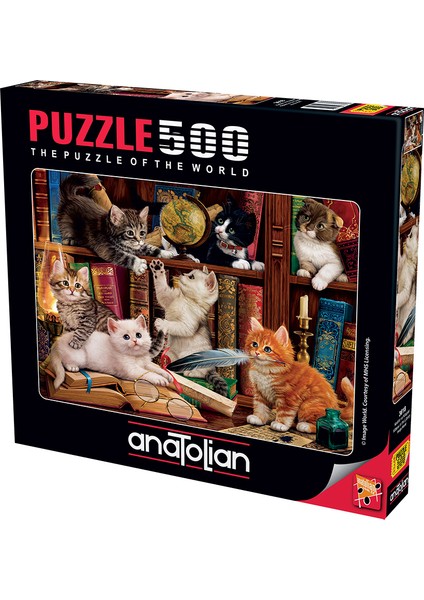 500 Parçalık Puzzle / Kediler ve Kitaplar - Kod 3618