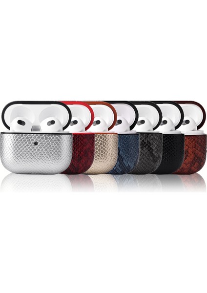 Apple-Air Pods 3 Kırmızı Için Yılan Derisi Doku Kulaklık Durumda (Yurt Dışından)