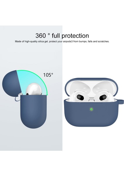 Apple-Air Pods 3 Gece Yarısı Mavi Için Kalınlaşmak Silikon Kulaklık Kılıfı (Yurt Dışından)