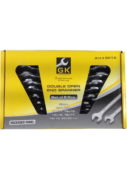 Solid Gk Tools 8 Parça Açık Ağız Anahtar Takımı