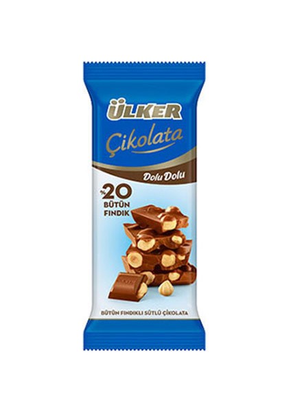 Ülker Dolu Dolu Bütün Fındıklı Tablet Çikolata (50 G)