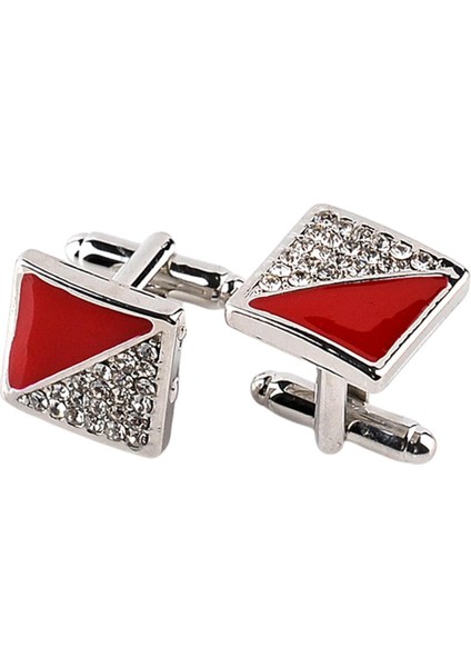 Erkek Kol Düğmeleri Rhinestones Düğün Kare Alaşım Takı Proms Iş Kırmızı (Yurt Dışından)