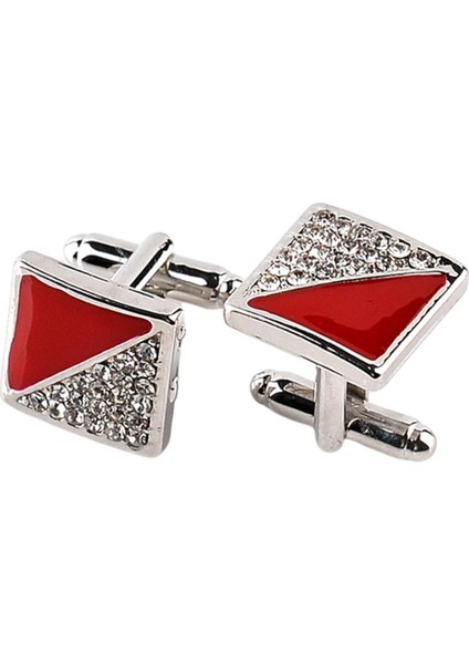 Erkek Kol Düğmeleri Rhinestones Düğün Kare Alaşım Takı Proms Iş Kırmızı (Yurt Dışından) fiyatları