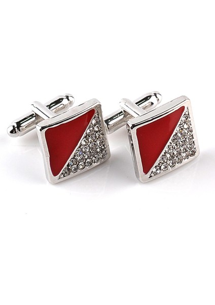 Erkek Kol Düğmeleri Rhinestones Düğün Kare Alaşım Takı Proms Iş Kırmızı (Yurt Dışından) modelleri