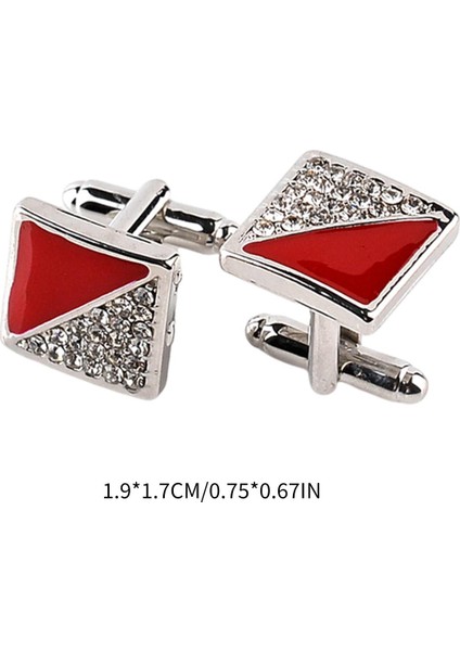 Erkek Kol Düğmeleri Rhinestones Düğün Kare Alaşım Takı Proms Iş Kırmızı (Yurt Dışından) fırsatları