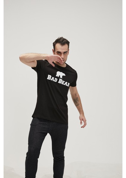 Bad Bear Tee 0 Yaka Ekrek Tshirt - Siyah