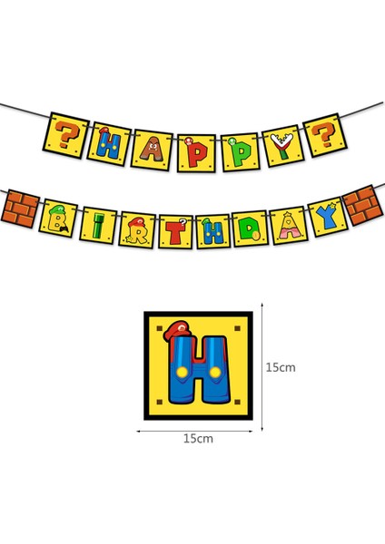 Süper Mario Temalı Balon Bayrak Seti (Yurt Dışından)