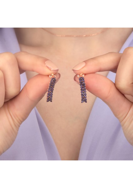 925 Ayar Gümüş Ametist Taş Mekik Su Yolu Küpe fiyatları