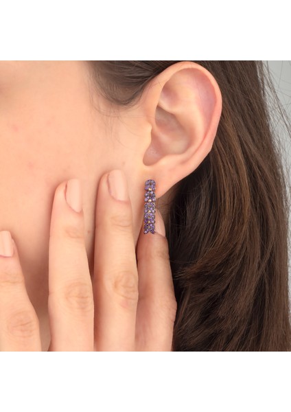 925 Ayar Gümüş Ametist Taş Mekik Su Yolu Küpe modelleri