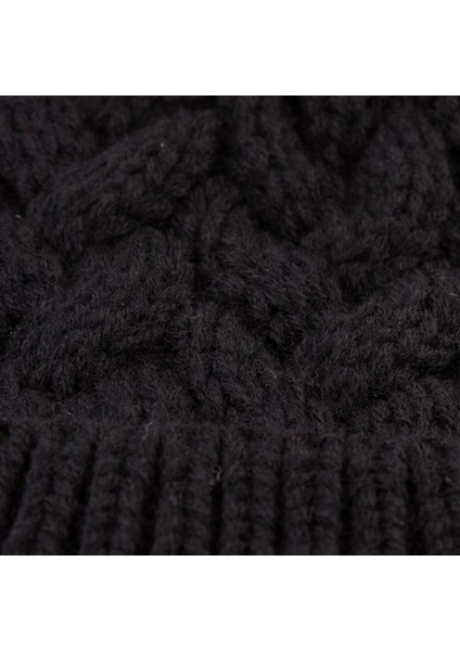 2 Adet Ebeveyn-Çocuk Beanie Hairball Topu Sıcak Kış Örme Şapka Siyah fırsatları