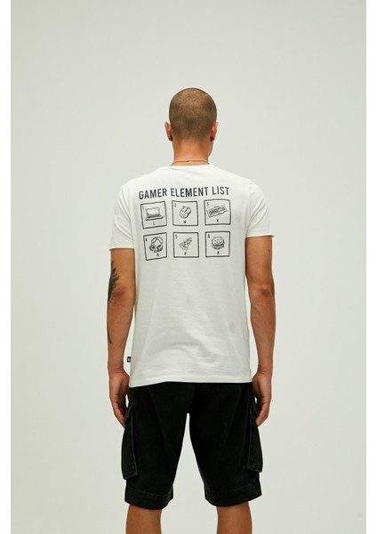 Gamer Element 0 Yaka Erkek Tshirt - Ekru