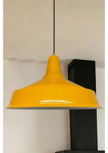 Sarı Asaletli Tekli Avize Retro Sarkıt Ofis Resepsiyon Showroom Salon Mutfak Avizeleri Lamba