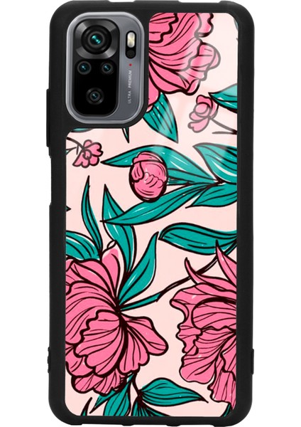 Xiaomi Redmi Note 10 - 10S Fuşya Çiçekli Tasarımlı Glossy Telefon Kılıfı
