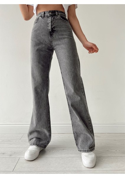 Yüksek Bel Palazzo Jean Füme Yıkama