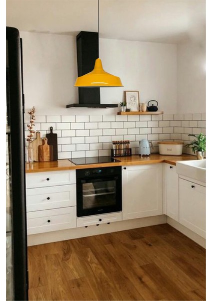 Sarı Asaletli Tekli Avize Retro Sarkıt Ofis Resepsiyon Showroom Salon Mutfak Avizeleri Lamba