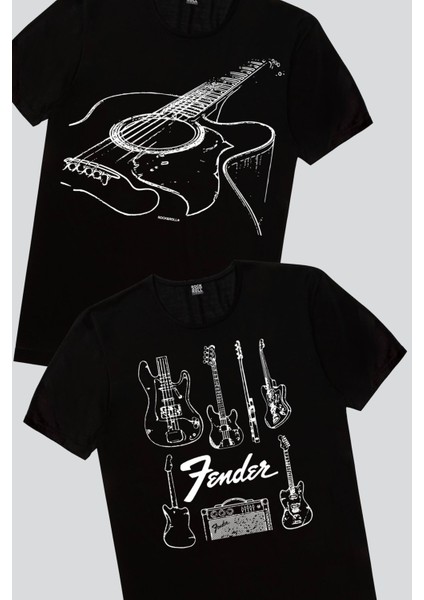 Fender Gitar, Gitarımın Telleri Erkek Tişört 2'li Eko Paket