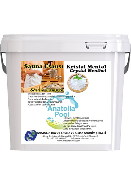 Anatolia Pool Sauna Buhar Esansı Kristal Mentol 5 kg ( Sauna Essence Menthol Crystal )