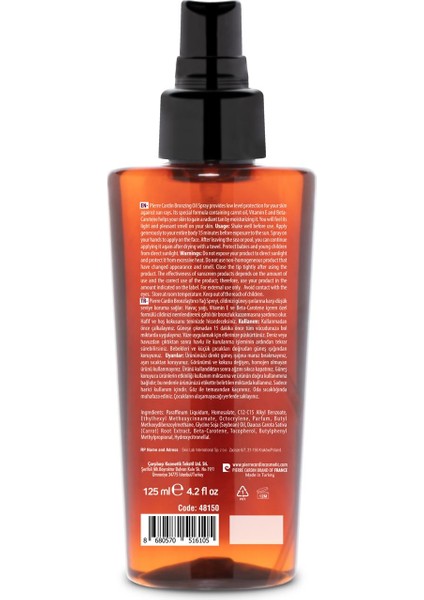 Bronzlaştırıcı Güneş Yağı 6 Spf Koruma - 125 ml indirimleri
