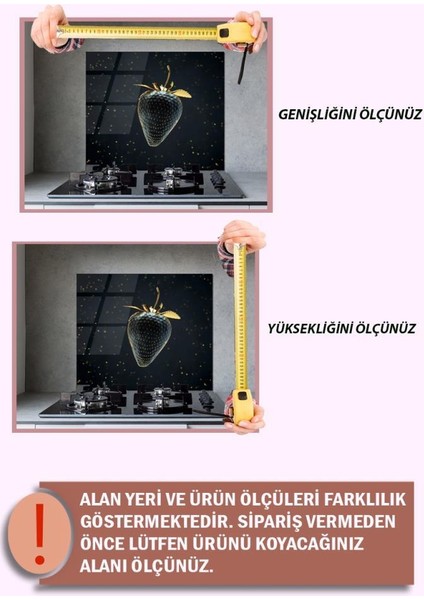 50X60 cm Altın Çilek Desenli Cam Ocak Arkası Koruyucu fiyatları
